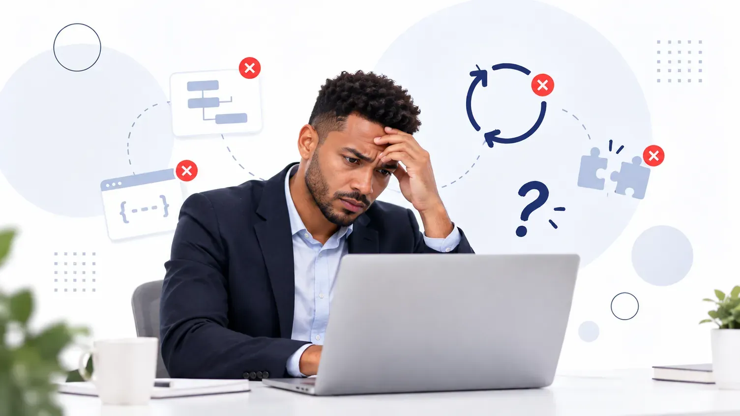 A founder stuck in front of an app that keeps breaking